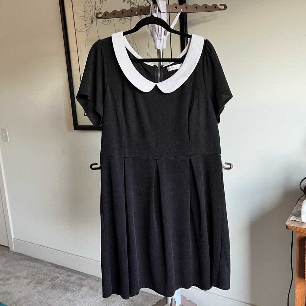 Peter Pan collar black and white dress